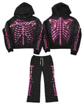 Saints Pink Skeleton Graphic Oversized Tracksuit Set - 450 GSM